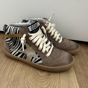 Golden Goose Brown and Zebra Midi Sneakers